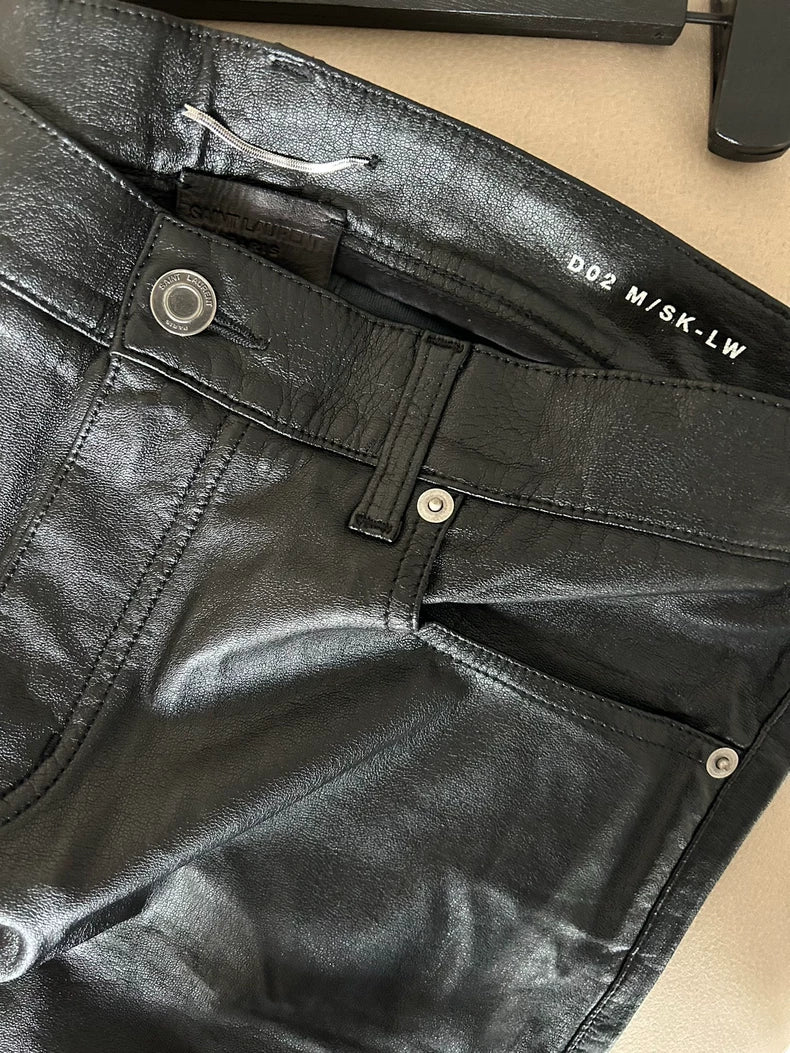 Saint Laurent Black Faux Leather Pants