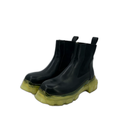 Rick Owens Black Leather Chunky Chelsea Boots