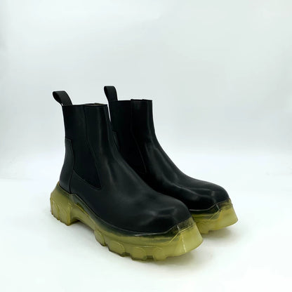 Rick Owens Black Leather Chunky Chelsea Boots