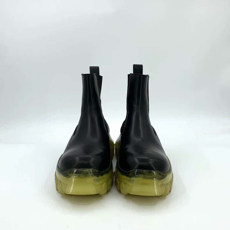 Rick Owens Black Leather Chunky Chelsea Boots
