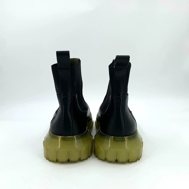 Rick Owens Black Leather Chunky Chelsea Boots