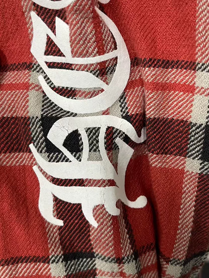 Chrome Hearts Red Plaid Button-Up Shirt