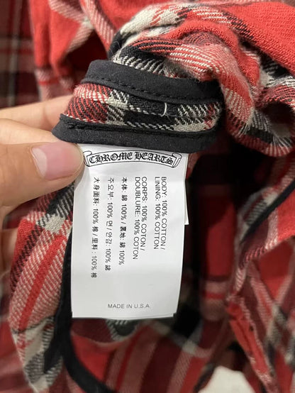 Chrome Hearts Red Plaid Button-Up Shirt