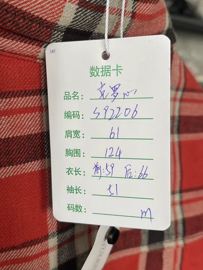 Chrome Hearts Red Plaid Button-Up Shirt