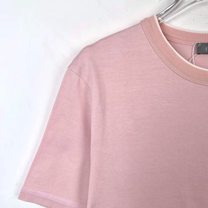 Pink Logo Embroidered Cotton T-Shirt
