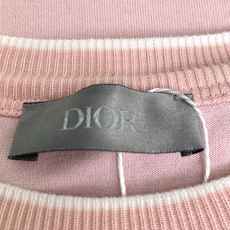 Pink Logo Embroidered Cotton T-Shirt