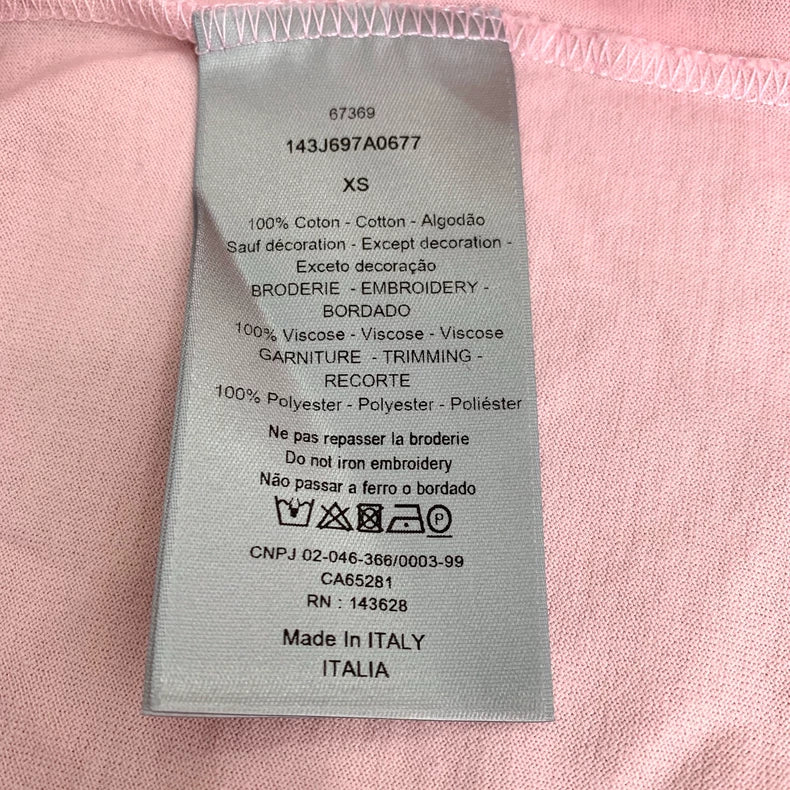 Pink Logo Embroidered Cotton T-Shirt