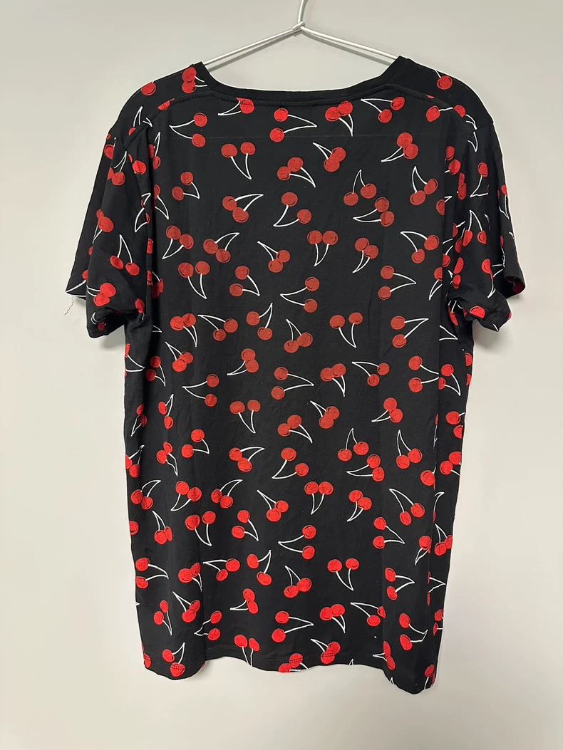 Saint Laurent Cherry Print Short Sleeve T-Shirt