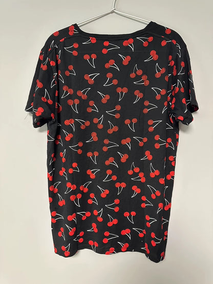 Saint Laurent Cherry Print Short Sleeve T-Shirt