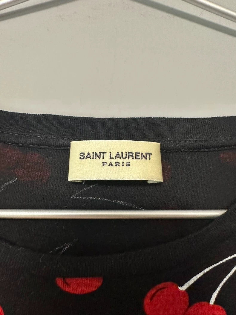 Saint Laurent Cherry Print Short Sleeve T-Shirt