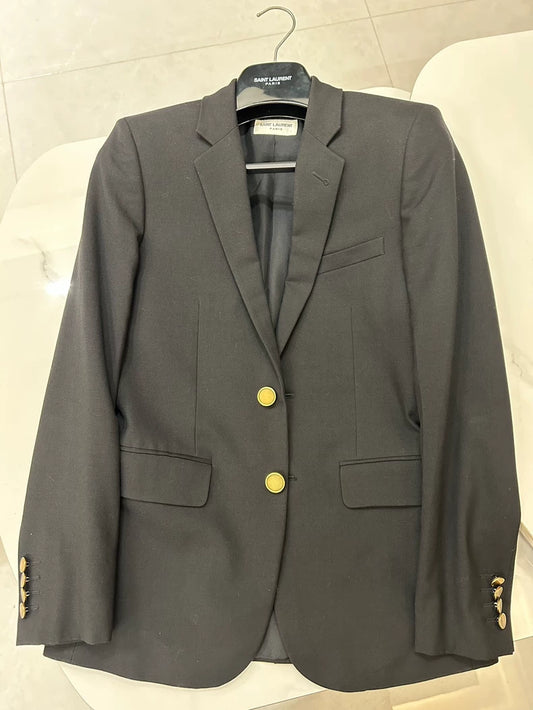Saint Laurent Black Spring Wool Blazer