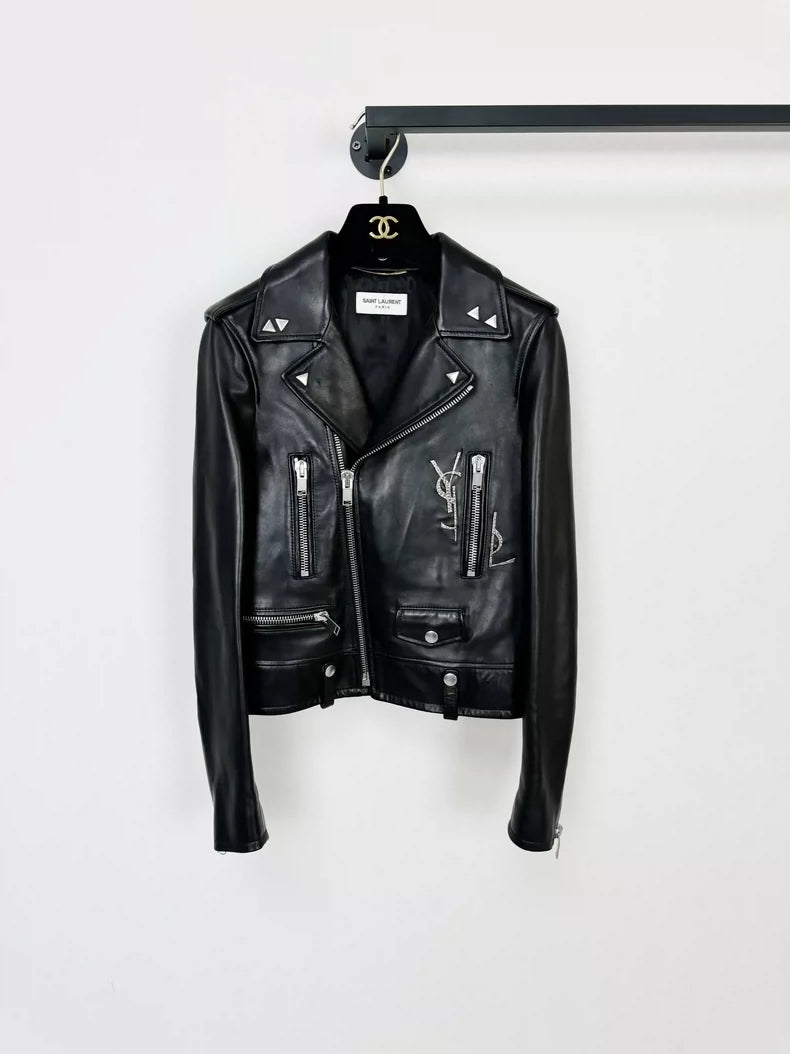 Saint Laurent Leather Biker Jacket in Black