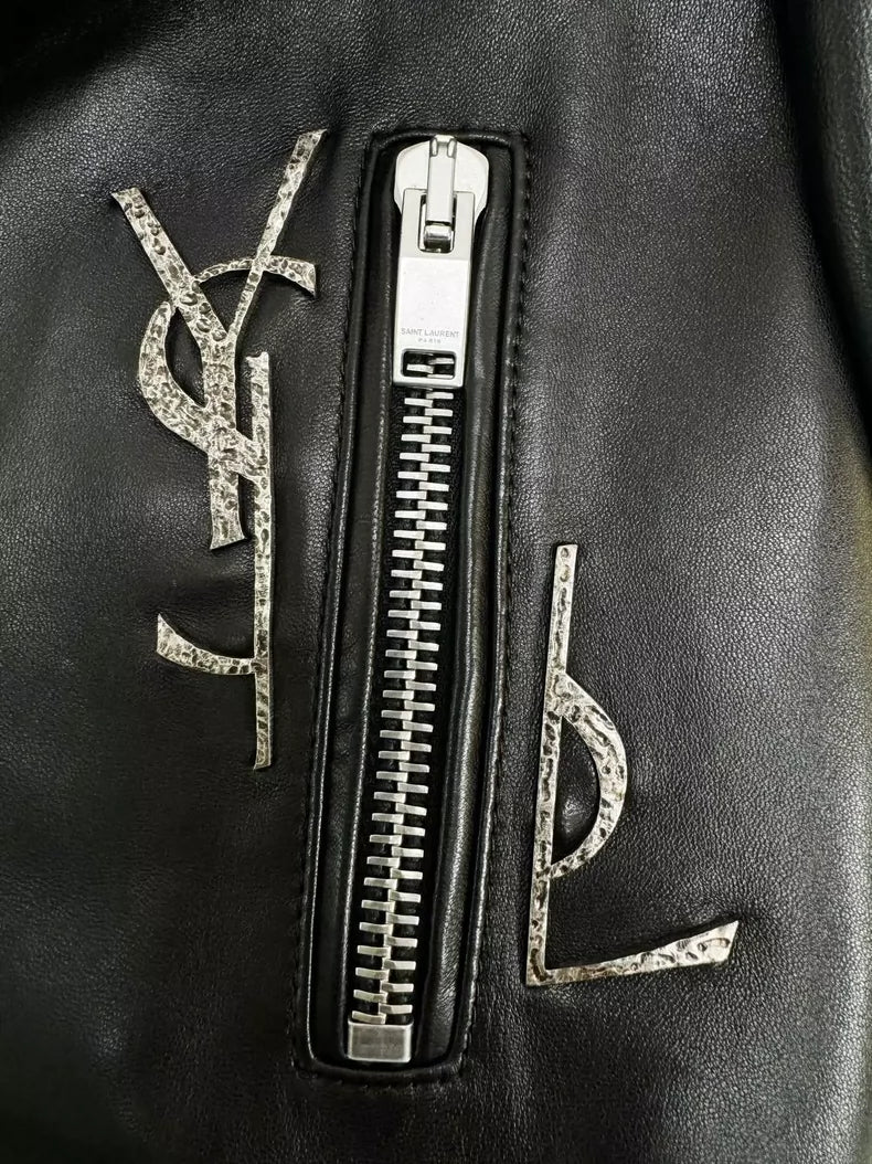 Saint Laurent Leather Biker Jacket in Black