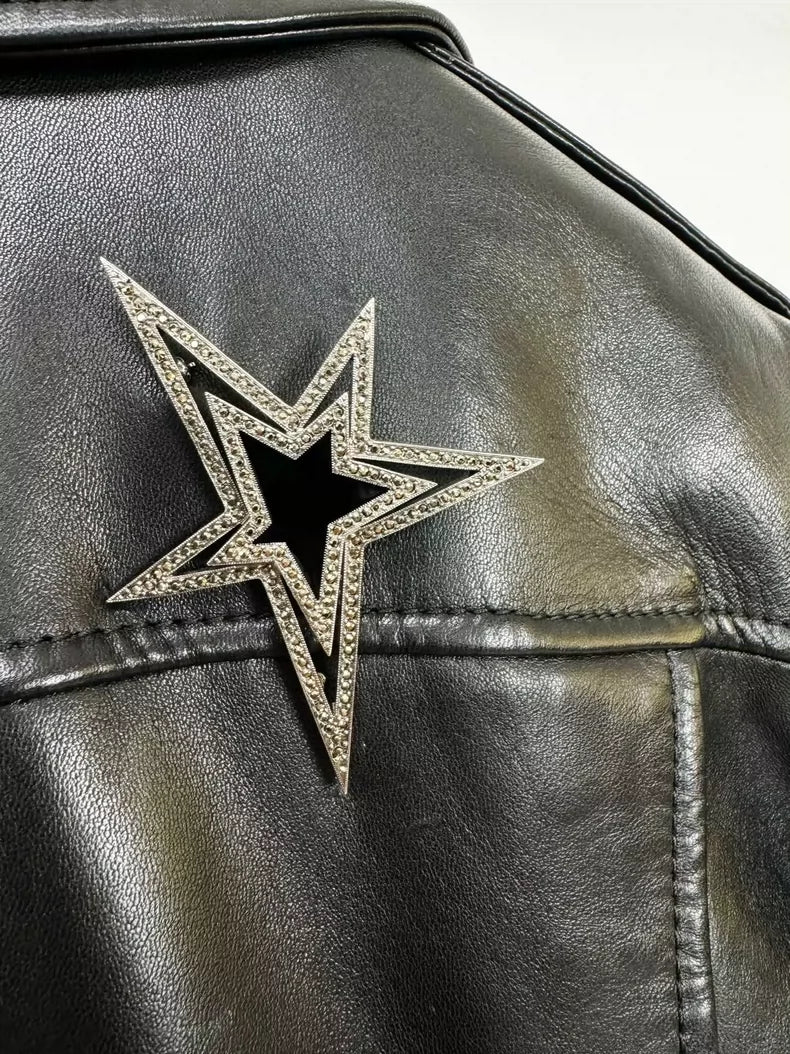 Saint Laurent Leather Biker Jacket in Black