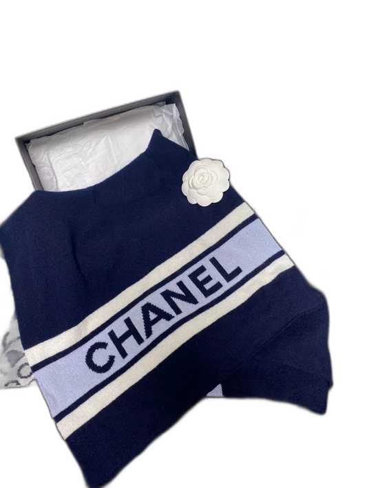 Chanel Double-Sided Cashmere Scarf in Navy
