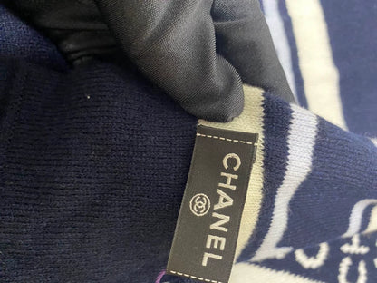 Chanel Double-Sided Cashmere Scarf in Navy