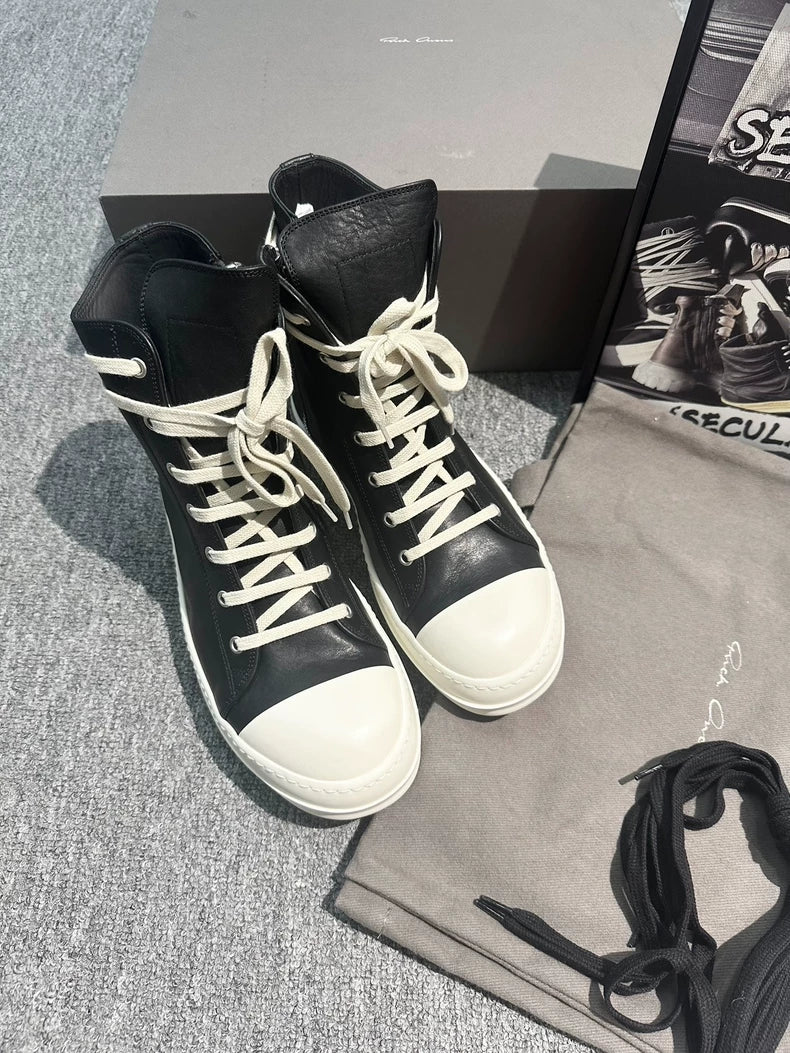 Rick Owens Leather High-Top Sneakers for Men-yf