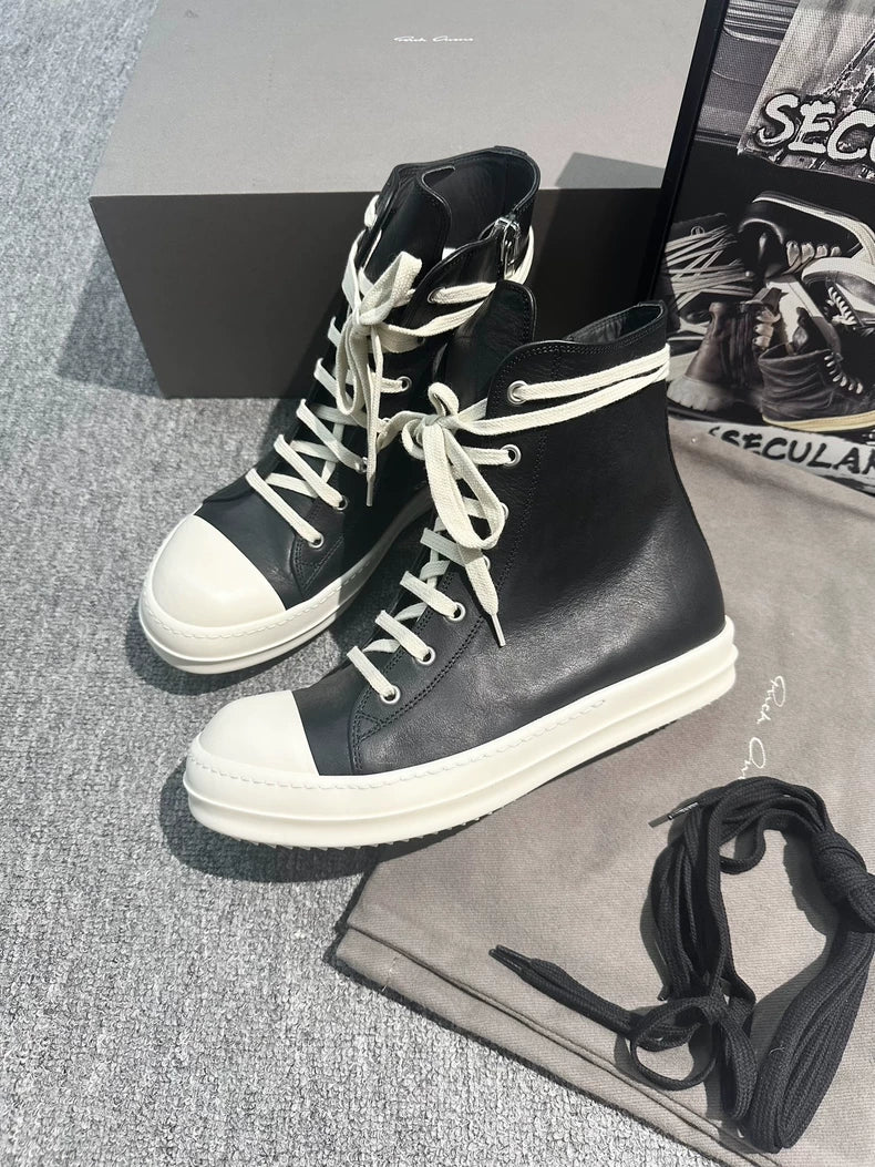 Rick Owens Leather High-Top Sneakers for Men-yf