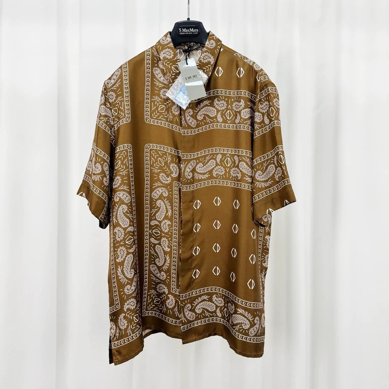 Dior Bandana Print Silk Short Sleeve Shirt-yf