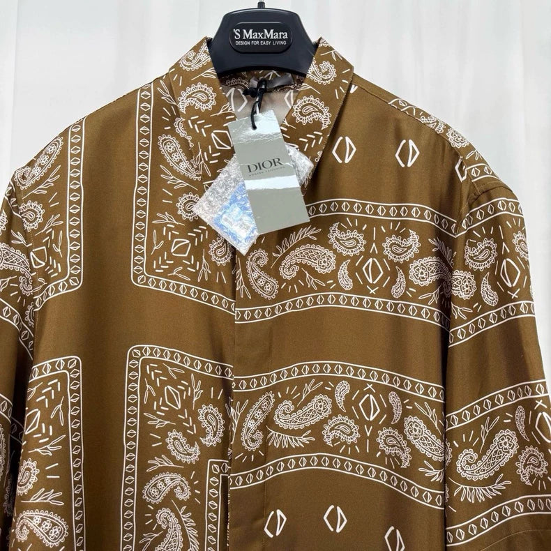 Dior Bandana Print Silk Short Sleeve Shirt-yf