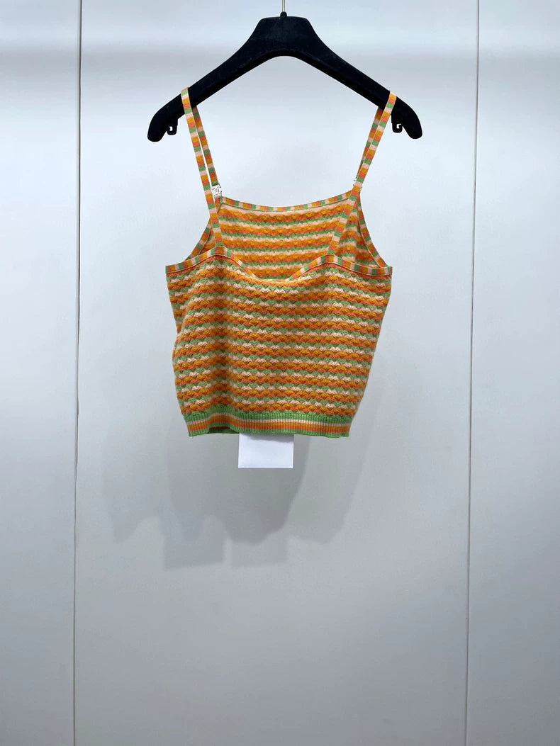 CHANEL Colorful Cashmere Tank Top