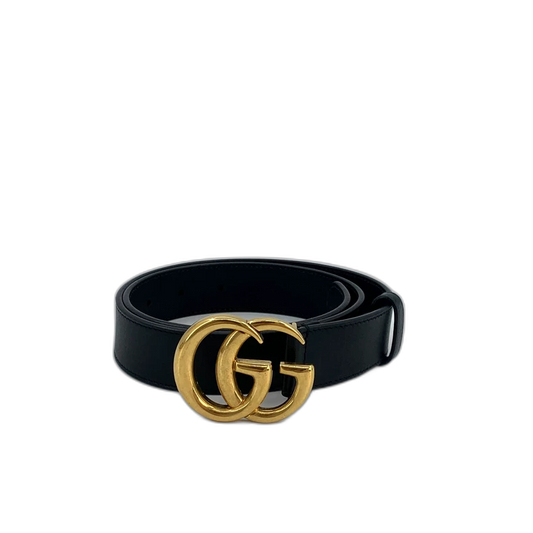 Gucci Black Double G Smooth Buckle Belt