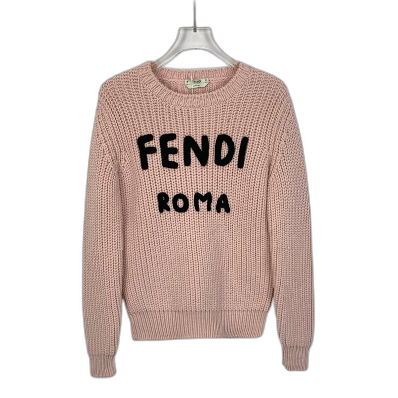 Pink Fendi Logo Wool Sweater