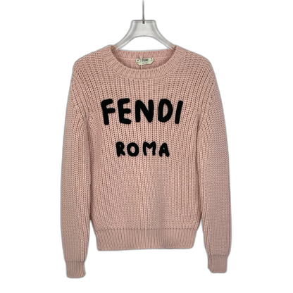 Pink Fendi Logo Wool Sweater