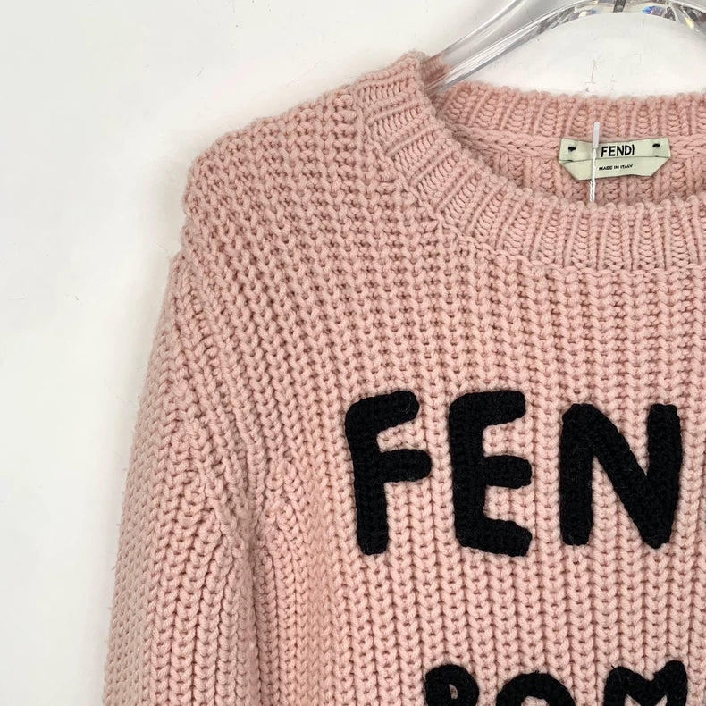 Pink Fendi Logo Wool Sweater
