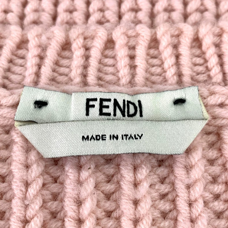 Pink Fendi Logo Wool Sweater