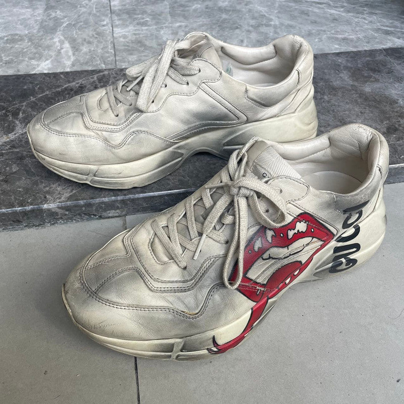 Gucci Rhyton Leather Lip Print Casual Sneakers 0079