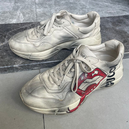Gucci Rhyton Leather Lip Print Casual Sneakers 0079