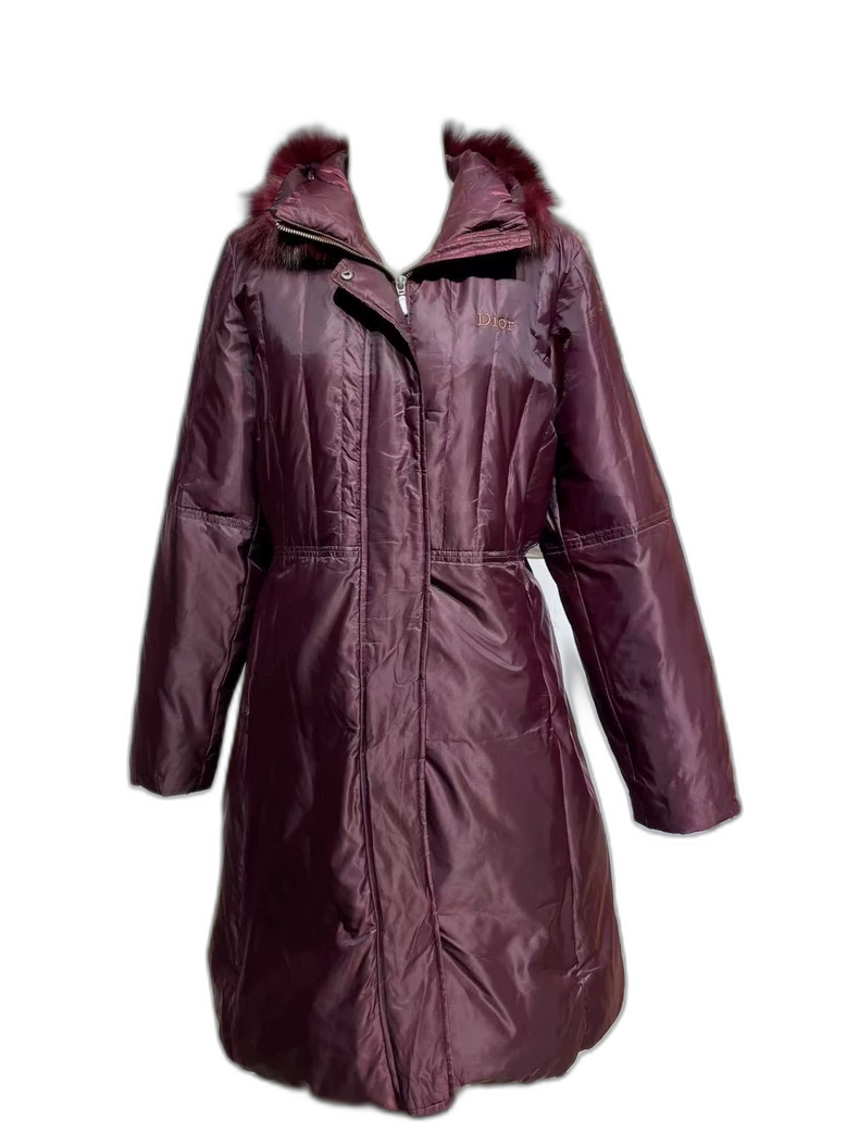 Vintage Dior Burgundy Fur Collar Down Coat