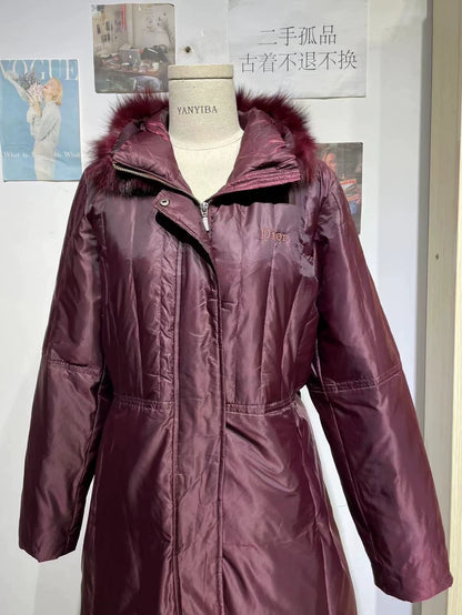 Vintage Dior Burgundy Fur Collar Down Coat