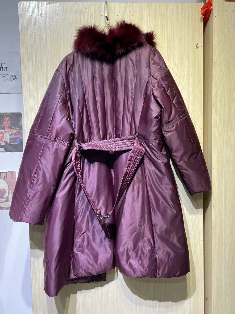 Vintage Dior Burgundy Fur Collar Down Coat