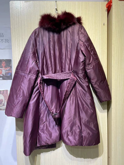 Vintage Dior Burgundy Fur Collar Down Coat