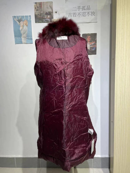 Vintage Dior Burgundy Fur Collar Down Coat