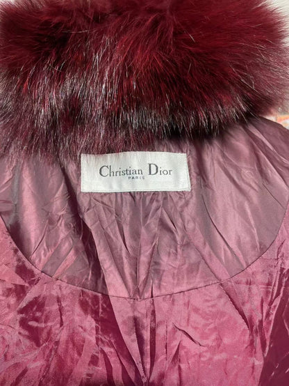 Vintage Dior Burgundy Fur Collar Down Coat
