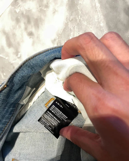 Amiri Blue Watercolor Patchwork Denim Pants