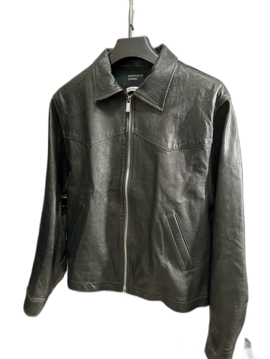 Elegant Dark Green Leather Jacket