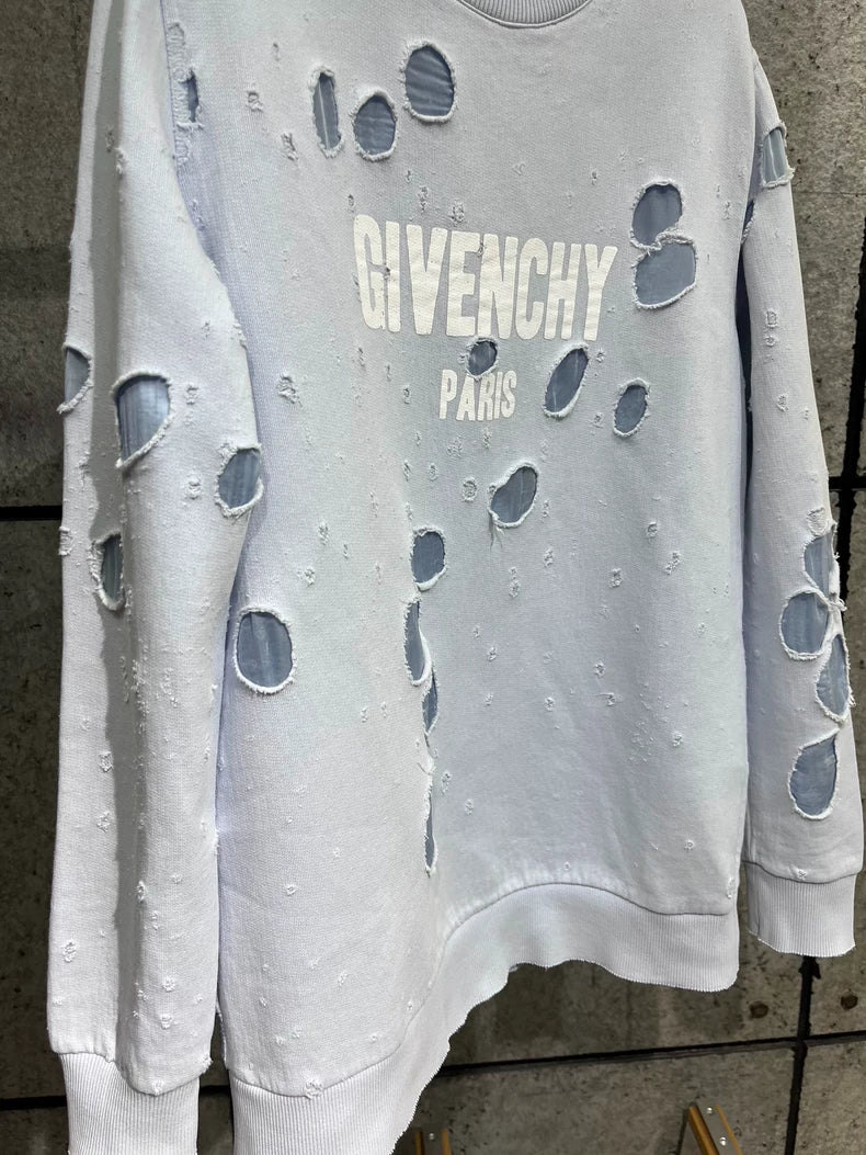 Givenchy Blue Distressed Sweatshirt XS