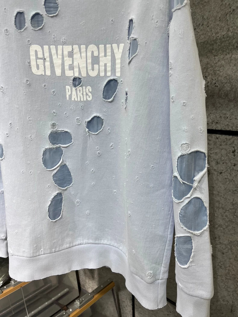 Givenchy Blue Distressed Sweatshirt XS