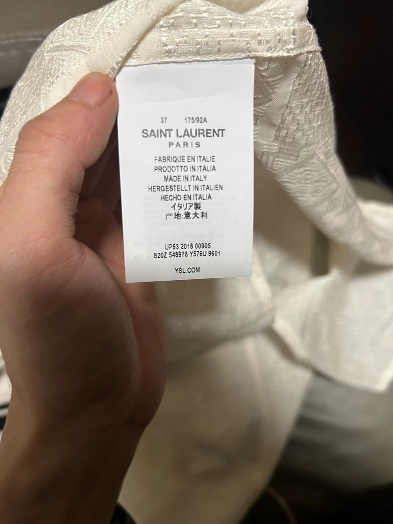 Saint Laurent White Embossed Tie Shirt