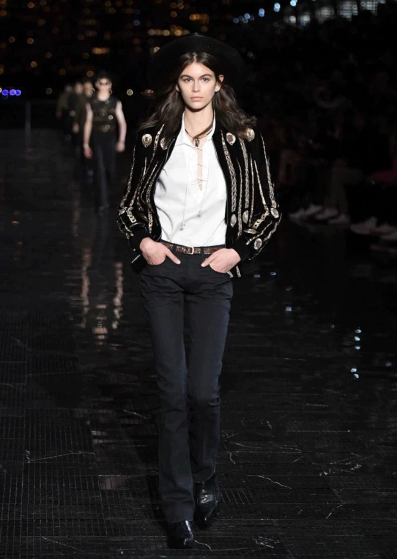 Saint Laurent White Embossed Tie Shirt