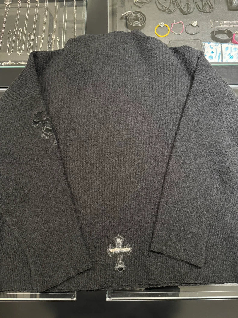 Chrome Hearts Black Horsehair Cross Sweater-yf