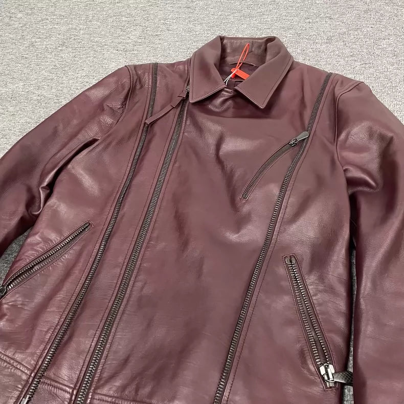 Bottega Veneta Burgundy Leather Jacket