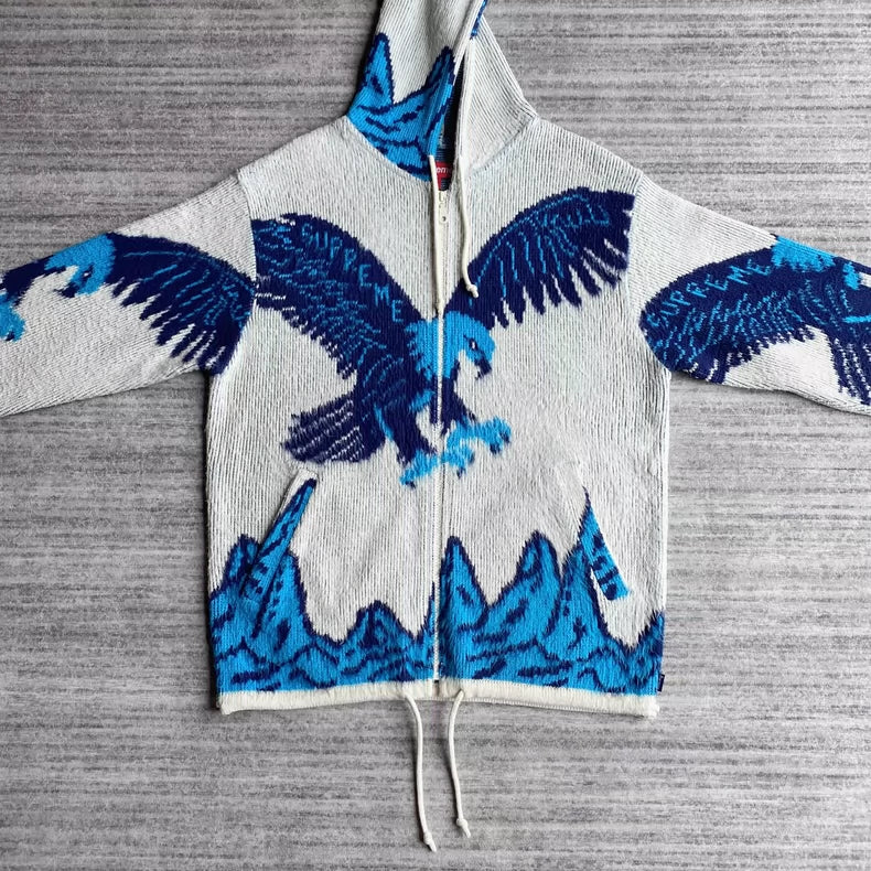 Supreme Eagle Knit Hoodie Jacket-zp