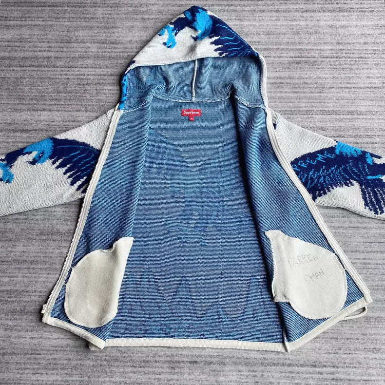 Supreme Eagle Knit Hoodie Jacket-zp
