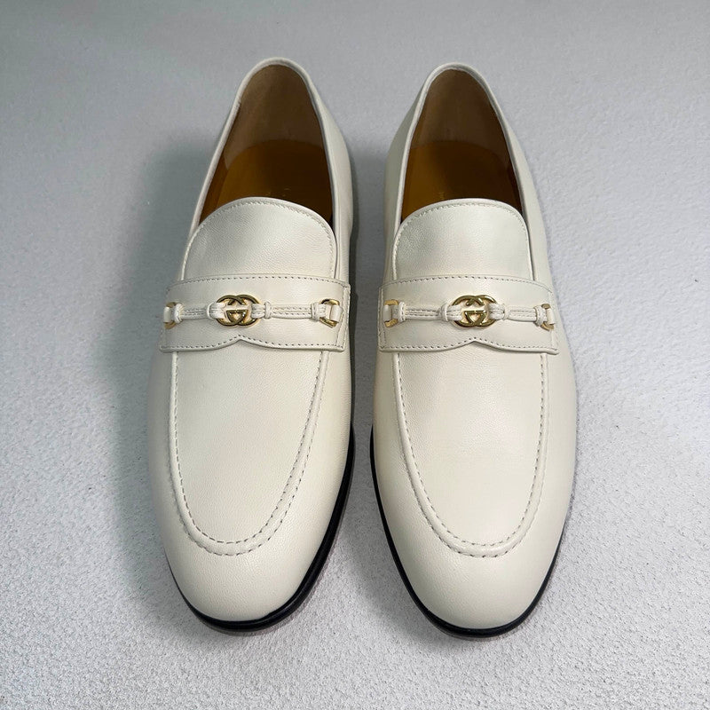 Gucci Stylish White Leather Loafers for Men 0079