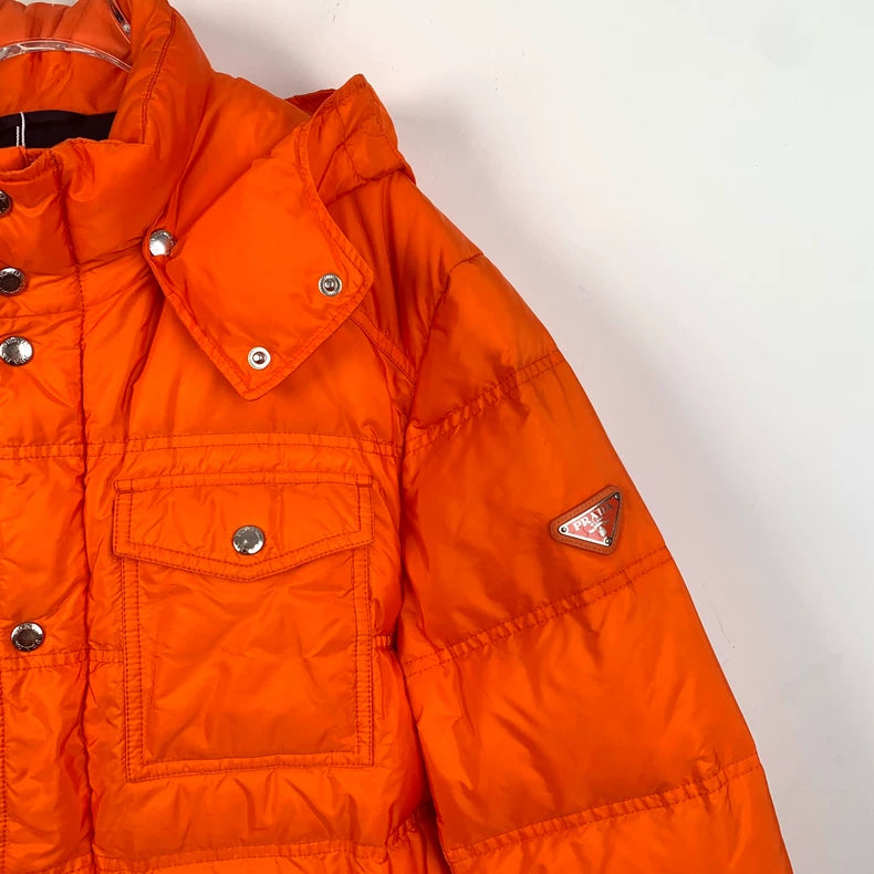 Prada Orange Puffer Jacket XL